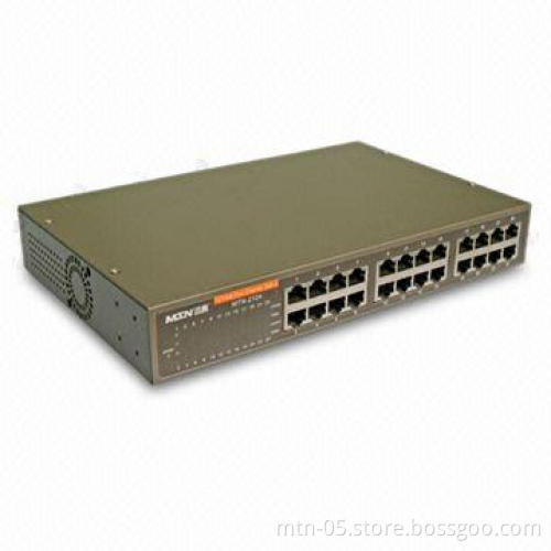 24-port 10/100M Ethernet Switch, IEEE802.3 10Base-T, IEEE802.3u 100Base-TX, 280 x 180 x 44mm Sized